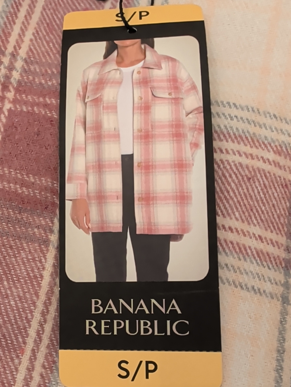 Banana Republic Pink and White Plaid Teddy Shacket